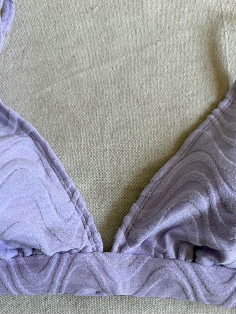 NWT Wild Fable Lilac Purple Wavy Terry Textured Triangle Bikini Swim Top Large L - Picture 6 of 12